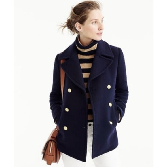 J Crew Stadium Cloth Nello Gori Peacoat Sz 0 Navy Academia Coat *Missing… - Picture 1 of 14